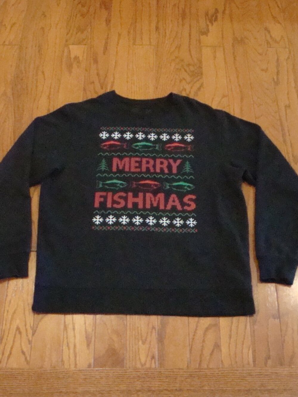Bass Pro Shops "MERRY FISHMAS" Logo Men's Medium Christmas Ugly Sweater Black